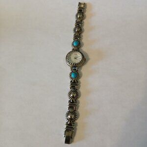 No‎ Boundaries Southwestern Style Blue/Silver Tone Quartz Watch NB026 Japan Movt